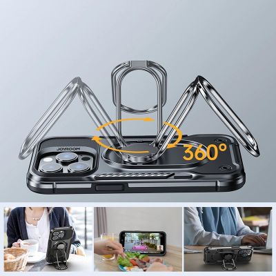 5. Joyroom Dual Hinge etui iPhone 14 Pro pancerny pokrowiec z podstawką uchwytem ring holder czarne