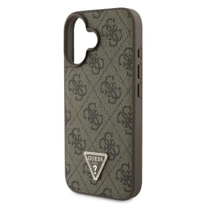 6. Etui Guess Leather Metal Logo Strass Crossbody na iPhone 16 - brązowe