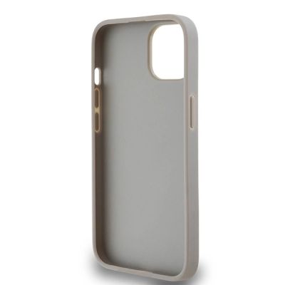 7. Etui DKNY Leather Mono Stripe & Metal Logo na iPhone 15 / 14 / 13 - beżowe
