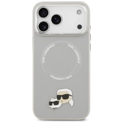 3. Etui Karl Lagerfeld Karl & Choupette Pins MagSafe do iPhone 17 Pro - szare