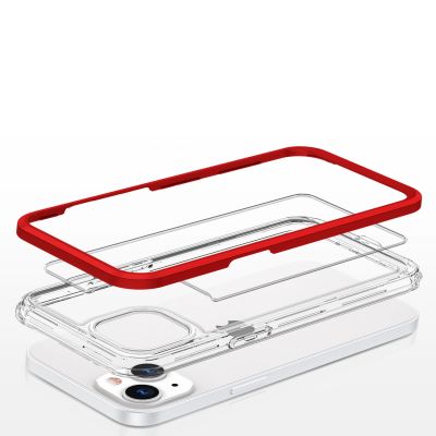 5. Clear 3in1 etui do iPhone 13 mini żelowy pokrowiec z ramką czerwony