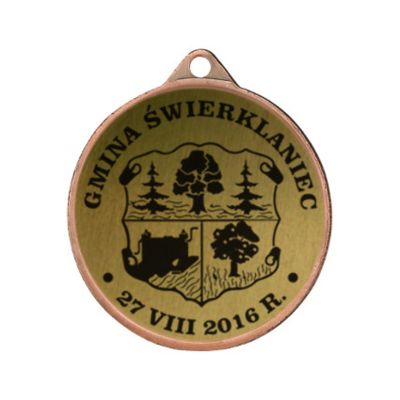 Medal metalowy z grawerowaniem na laminacie