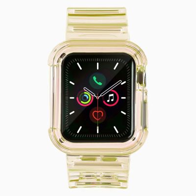2. Silikonowa opaska pasek bransoleta bransoletka etui Strap Light Set do zegarka Apple Watch 40 mm - żółta