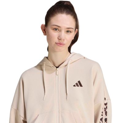 4. Bluza damska adidas Seasonal Essentials Animal Print 3-Stripes Full-Zip Hooded beżowa KH1547
