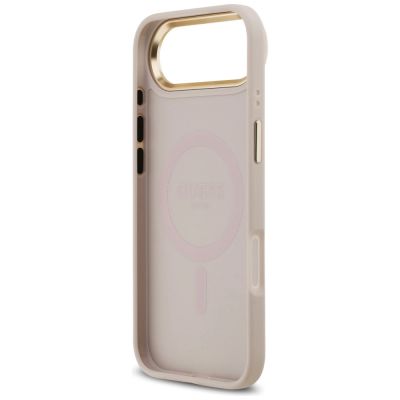 7. Etui Guess 4G Strass Logo & Big Strap Metal Buttons MagSafe na iPhone Air - różowe