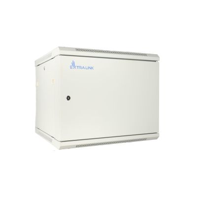 14. Extralink Szafa rack 9U 600x600 ASP Szara montowana na ścianie, drzwi blaszane pełne