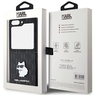 8. Etui Karl Lagerfeld Saffiano Monogram Choupette Pin na Samsung Galaxy Z Flip 5 - czarne