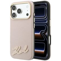 Etui Karl Lagerfeld Grained with Resin Signature Logo MagSafe na iPhone 18 Pro / 17 Pro - różowe