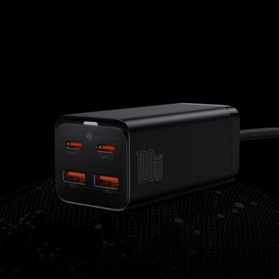 17. Baseus GaN3 Pro szybka uniwersalna ładowarka sieciowa GaN 2 x USB Typ C / 2x USB 100W PD3.0, QC4.0+, AFC czarny (CCGP000101)