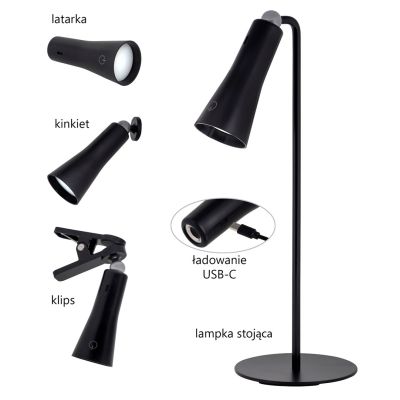 7. Lampka wielofunkc LED Activejet AJE-IDA 4in1 czarna