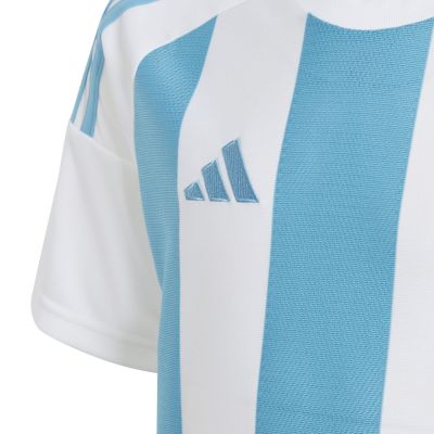 9. Koszulka dla dzieci adidas Striped 24 Jersey biało-błękitna IW2137