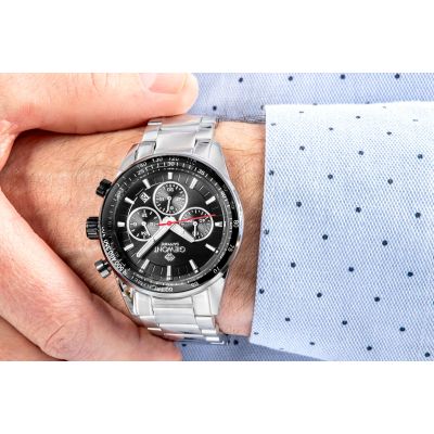 5. Zegarek Męski Giewont Chronograph Sapphire Srebrno Czarny GW9140-B1