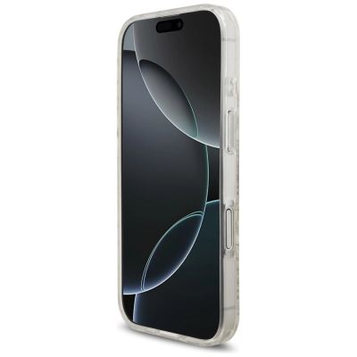 5. Etui Guess IML Flowers Electro Pearl Strap MagSafe na iPhone 17 - białe