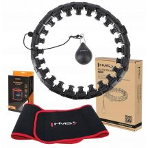 Hula Hop HMS HHW01 z obciążnikiem i wypustkami czarny + pas BR163 czerwony w zestawie