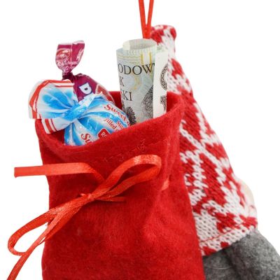 9. MIKOŁAJEK DEKORACYJNY Z WORKIEM NA PREZENT 15CM SZARY