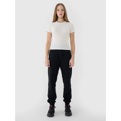 5. T-shirt slim z prążkowanej dzianiny damski 4F 4FWSS25TTSHF1968-11S