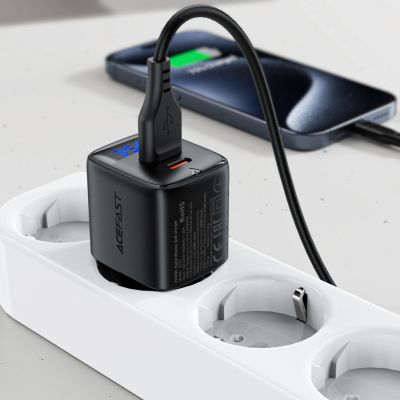 8. Ładowarka sieciowa Acefast A116 GaN PD 35W USB-A USB-C z wyświetlaczem - czarna