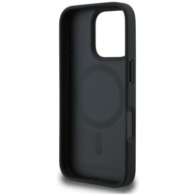 7. Etui Karl Lagerfeld Grained Pattern & Logo MagSafe na iPhone 16 Pro - czarne