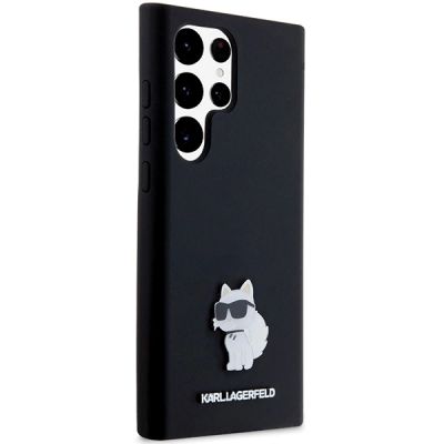 4. Etui Karl Lagerfeld Silicone Choupette Metal Pin na Samsung Galaxy S24 Ultra - czarne