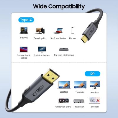 2. Kabel Tech-Protect UltraBoost USB-C do DisplayPort 1.4 8K 60Hz 180cm - czarny