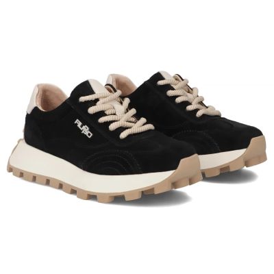 5. Skórzane półbuty sneakersy na platformie czarne Filippo DP7498