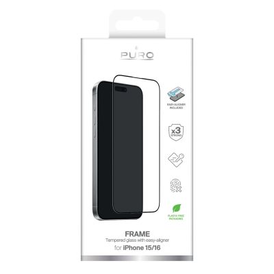 7. Szkło hartowane Puro Frame Tempered Glass z ramką do iPhone 16