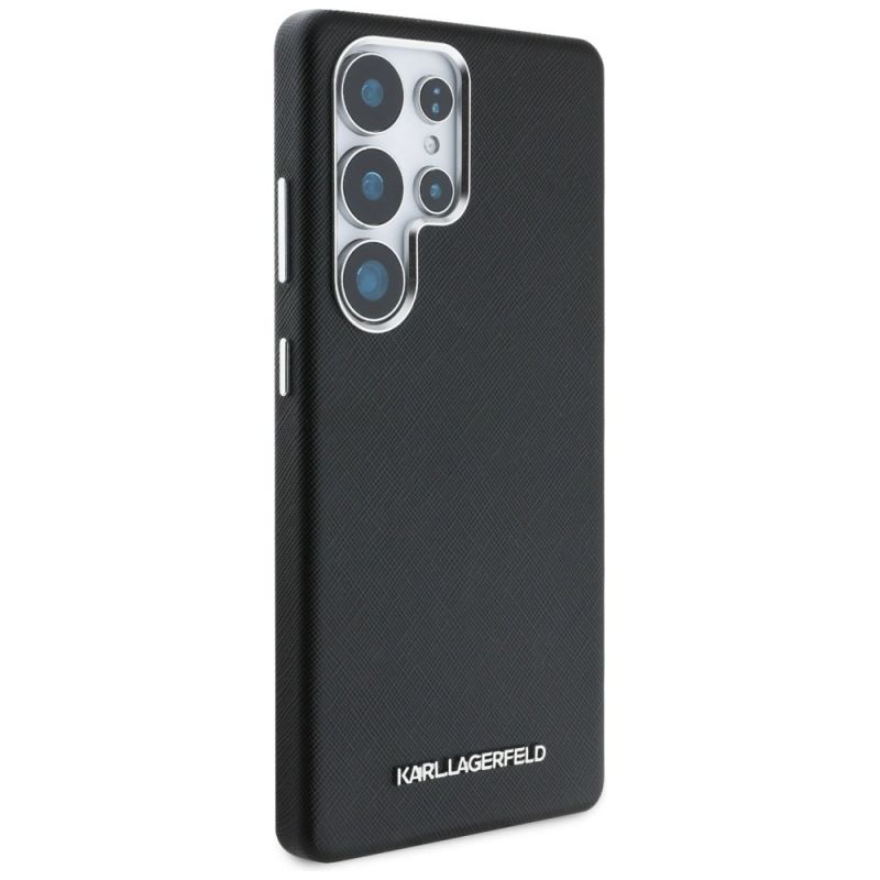 4. Etui Karl Lagerfeld Saffiano Full Wrapped Elongated Metal Logo MagSafe na Samsung Galaxy S25 Ultra - czarne