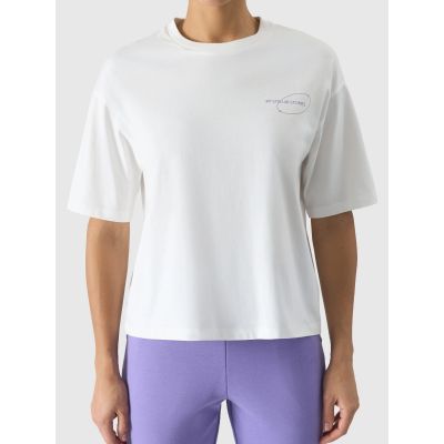 2. T-shirt oversize z nadrukiem damski 4F 4FRSS24TTSHF2089-11S