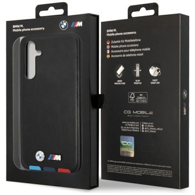 8. Etui BMW Leather Stamp Tricolor na Samsung Galaxy A54 - czarne