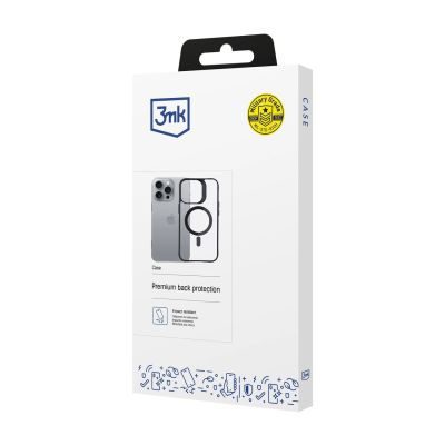 16. Etui 3mk Satin Armor MagCase z MagSafe iPhone 16 Pro Max - przezroczyste z czarną ramką