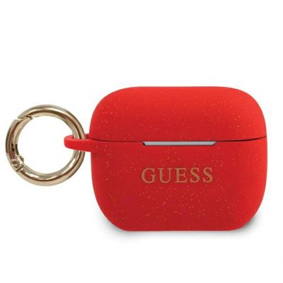 4. Etui Guess Silicone Glitter na AirPods Pro - czerwone