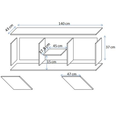 4. Szafka RTV SOHO 140x43x37 kaszmir+czarny