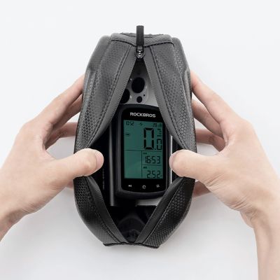 5. Torba rowerowa Rockbros usztywniana, na ramę, na rurę górną 1,4l – czarna