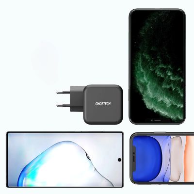 8. Choetech szybka ładowarka sieciowa GaN USB Typ C 61W 3A Power Delivery czarny (Q6006)