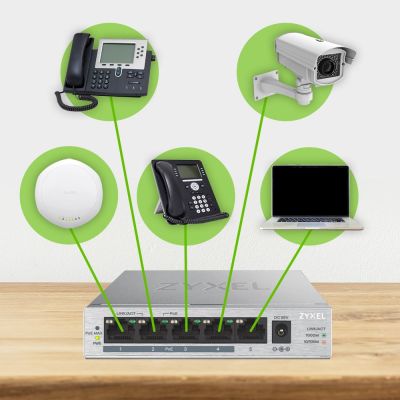 16. Switch Zyxel GS1005-HP 5p PoE (PoE+: 4) 60W Unmanaged Gigabit