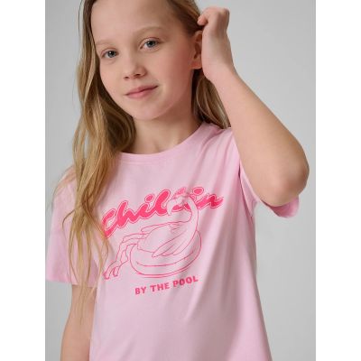 3. T-shirt bawełniany dziewczęcy 4F 4FJRSS26TTSHF3912-56S