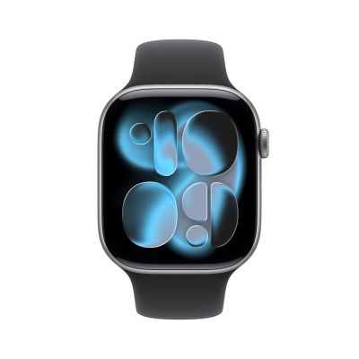 2. Apple Watch Series 11 GPS + Cellular 46mm Aluminiowa koperta w kolorze gwiezdnej szarości z czarnym paskiem sportowym - S/M