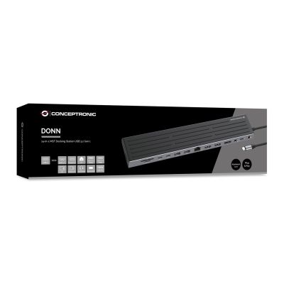 5. Stacja dokująca CONCEPTRONIC 14-1 USB-C->2xHDMI/DP/2xUSB-C/+ 18cm bk