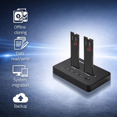 14. Qoltec Stacja dokująca dysków SSD M.2 NVMe| PCIe | USB-C | 20Gb/s | DUAL 2 x 8TB | klonowanie offline