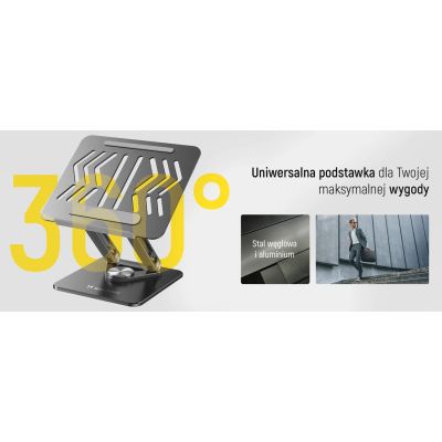 19. Podstawka pod laptopa, tablet Wozinsky WRS-CPY84SB 360 aluminiowa + Gratis! podstawka do smartfona - czarna