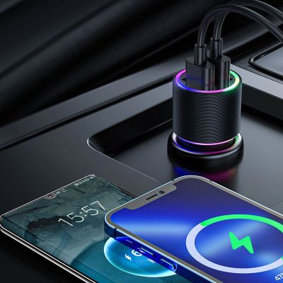 3. Joyroom samochodowa ładowarka 2 x USB z podświetleniem 24W czarny (JR-CL10)