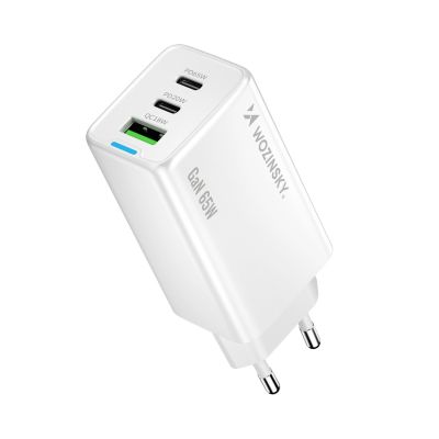 2. Wozinsky ładowarka GaN 65W z portami USB-A 2xUSB-C z kablem USB-C 65W - biała