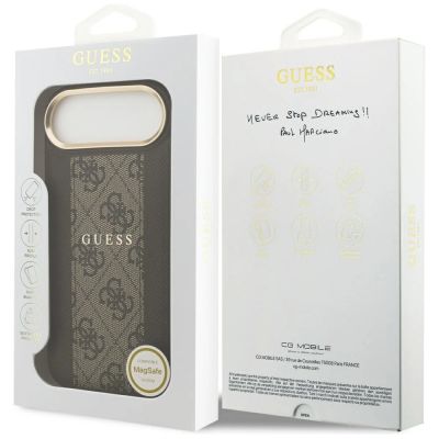 8. Etui Guess 4G Stripe MagSafe na iPhone Air - brązowe