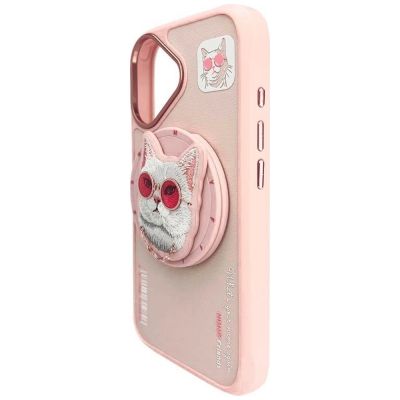 4. Etui Nimmy Glasses Cool Cat MagSafe na iPhone 16 - różowe