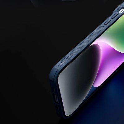 11. Nillkin Textured S Case etui iPhone 14 pancerny pokrowiec z osłoną na aparat niebieski