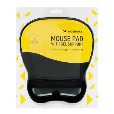 6. Podkładka pod myszkę Wozinsky ergonomiczna z poduszką na nadgarstek żelowa eco skóra duża antypoślizgowa - czarna