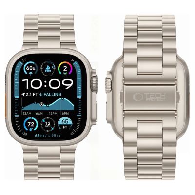 3. Bransoleta Tech-Protect Stainless na Apple Watch 44 / 45 / 46 / 49 mm - srebrno-złoty