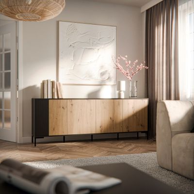 3. Komoda MERCI 200x40x74 czarny/dąb artisan