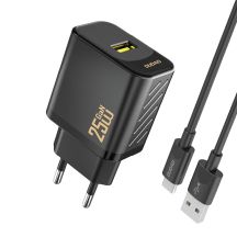 Ładowarka sieciowa Dudao A27STEU 25W GaN USB-A z kablem USB-A - USB-C - czarna