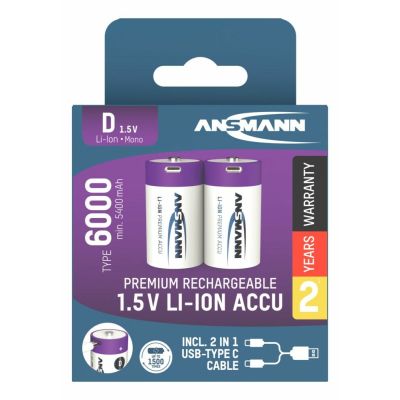 4. Ansmann 1314-0005 bateria do użytku domowego Bateria do ponownego naładowania D Litowo-jonowa (Li-Ion)